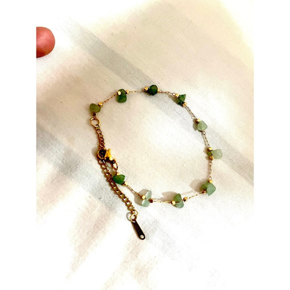 light green chain bracelet elegant thin free people statement gold boho dainty - Picture 1 of 4